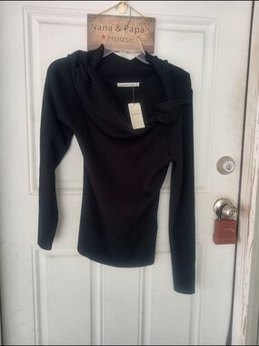 Abercrombie & Fitch Black Ribbed Cowl Neck Sweater